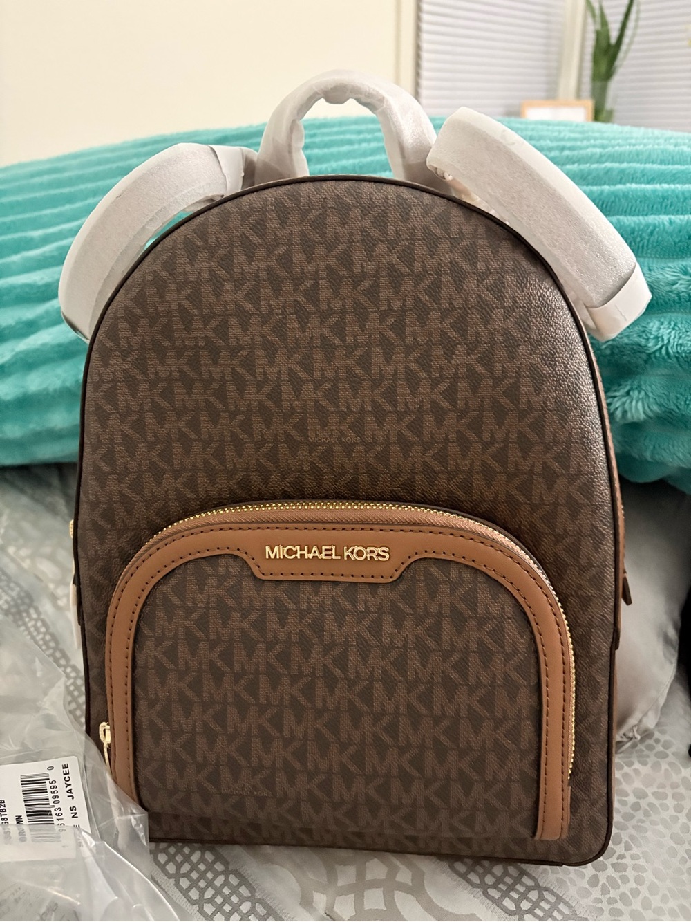 Michael Kors Brown and Tan Monogram Backpack
